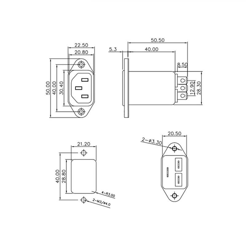 Chironal 1PCS EMI RFI Filter AC 250V 10A CW1D-10A-T Suppressor Power Line Noise Filter (CW1D-10A-T) - Image 2